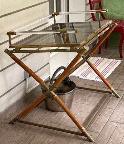 Servant table, removable brass, glass and...
