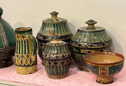 Set of Middle Eastern earthenware vessels...