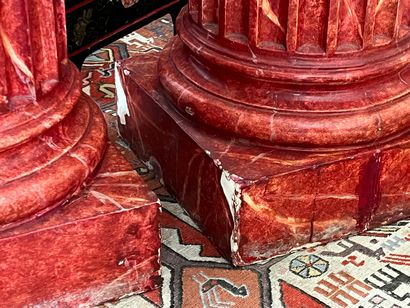 Pair of fluted terracotta columns painted...