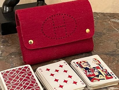 HERMES - Felt pouch containing two decks...