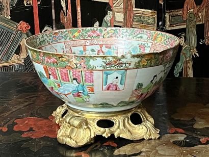 Two basins, one in canton porcelain and the...