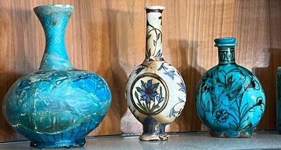 Set of polychrome earthenware vases (chips...
