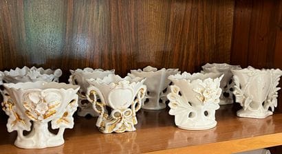 Set of white porcelain bridal vases (small...