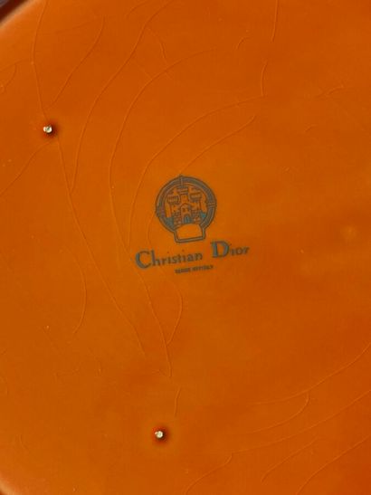 Christian DIOR - 8 plates in coral enamelled...