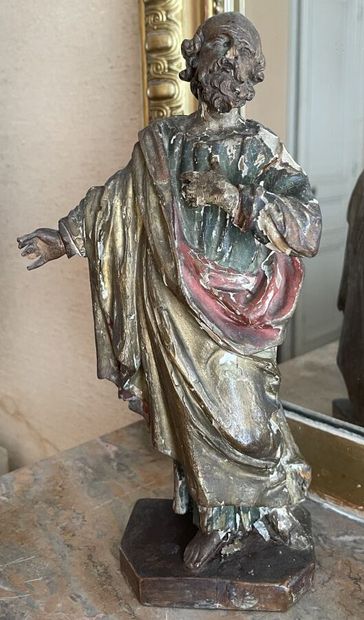 Saint personnage en bois sculpté polychrome
XVIIIe...