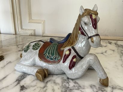 Cheval en céramique polychrome.
Dimensions...
