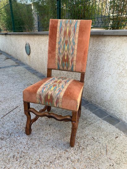 6 chaises de style louis XIII en bois naturel...