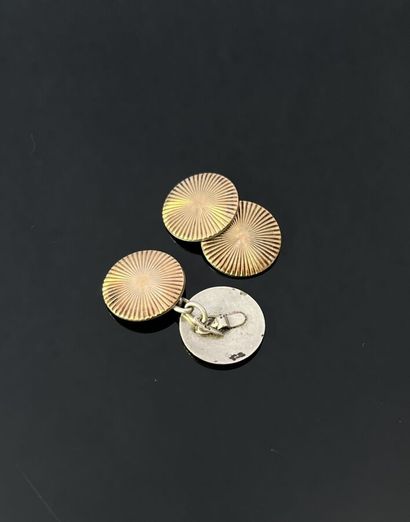 Paire de bouton de manchettes en argent et...