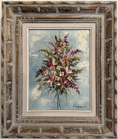 A Lechain (XXème siècle)
Fleurs 
Huile signée...