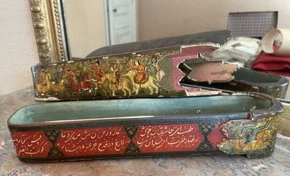 Plumier en carton peint
Qadjar 
Longueur...