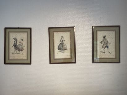 Trois gravures les acteurs, encadrées
22...