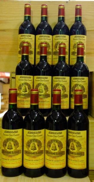 12 Bouteilles Château L'ANGELUS 1990 - Saint-Emilion...