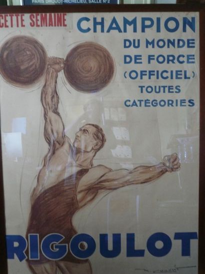 Charles RIGOULOT (1903-1962)
Affiche. Haltérophile...
