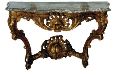 Console en bois sculpté et doré de forme...