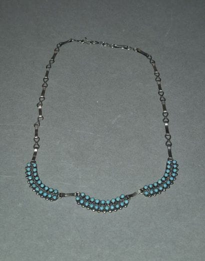 Collier turquoise argent enfant à 3 parties...