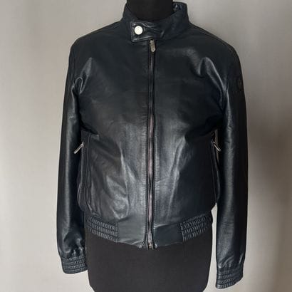 BIKKEMBERGS SPORT - Veste en cuir bleu et...
