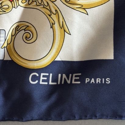 CELINE - Carré de soie à motif équestre et...