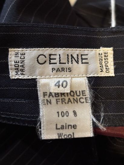 CELINE - Pantalon à pinces à rayures bleu...