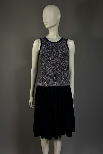 RODIER - Robe sans manche bi-matières chinée...