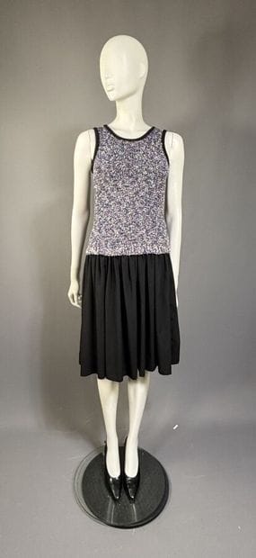 RODIER - Robe sans manche bi-matières chinée...