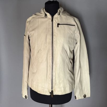 EMPORIO ARMANI - Veste en cuir blanc écru...