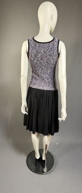 RODIER - Robe sans manche bi-matières chinée...