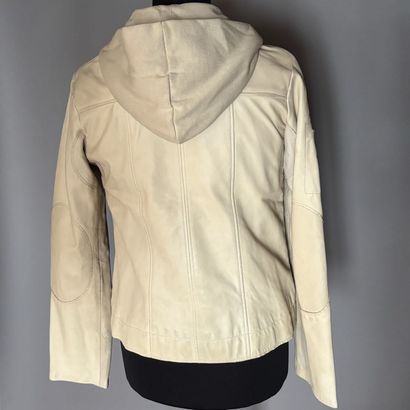 EMPORIO ARMANI - Veste en cuir blanc écru...