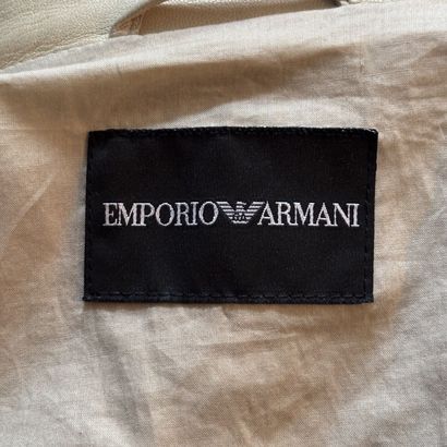 EMPORIO ARMANI - Veste en cuir blanc écru...