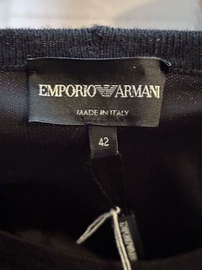 EMPORIO ARMANI - Pull en laine noire orné...