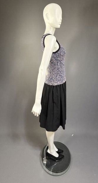 RODIER - Robe sans manche bi-matières chinée...