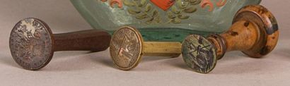 Trois cachets armoriés en bronze. Allemagne,...