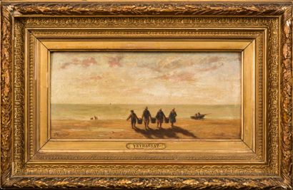 Jules VEYRASSAT (1828-1893)
La plage Huile...