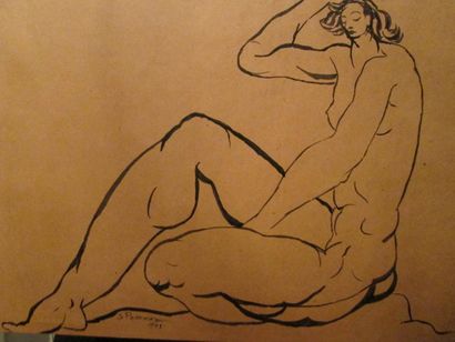 Serge PONOMAREW (1911-1984)
Nu assis encre,...