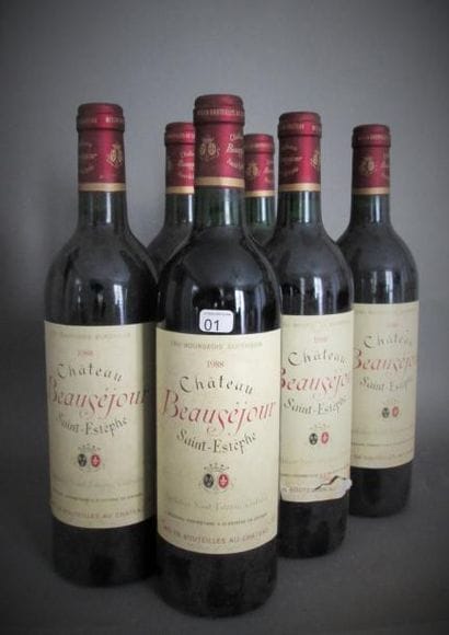 Six bouteilles de Château Beauséjour Saint-...