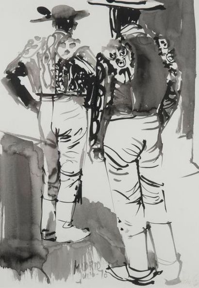 Moshe GAT (1935)
Torreros Encre datée 1970....