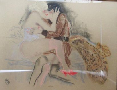 École FRANÇAISE du XXe siècle
Le baiser Pastel...