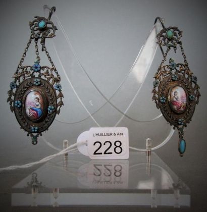 Paire de boucles d'oreille en vermeil de...