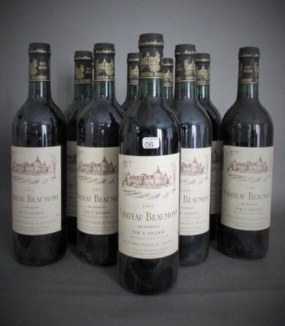 Dix bouteilles de Château Beaumont, 1989