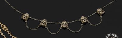 COLLIER en argent constitué de cinq masques...