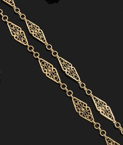 GRAND COLLIER SAUTOIR en or jaune 18k (750...