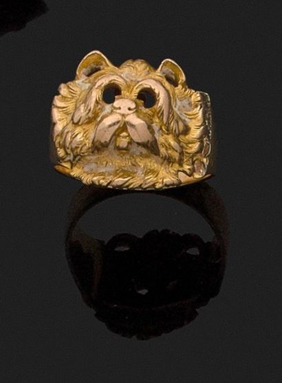 BAGUE en or jaune 18k (750 millièmes) représentant...