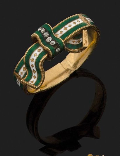 BRACELET RIGIDE articulé en or jaune 18k...