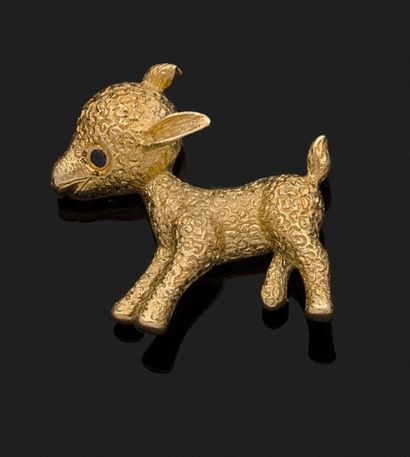 BROCHE AGNEAU en or jaune 18k (750 millièmes)...