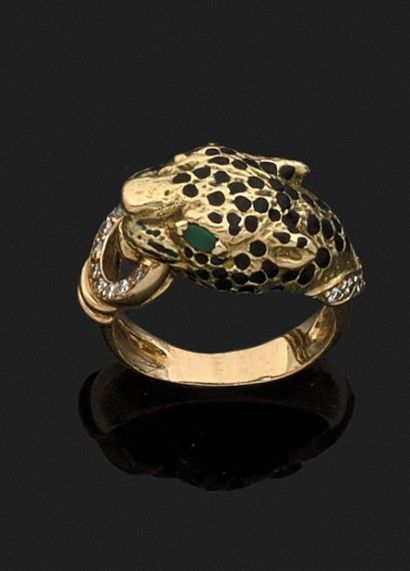 BAGUE PANTHÈRE en or jaune 18k (750 millièmes)...