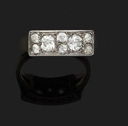 BAGUE en or jaune 18k (750 millièmes) et...
