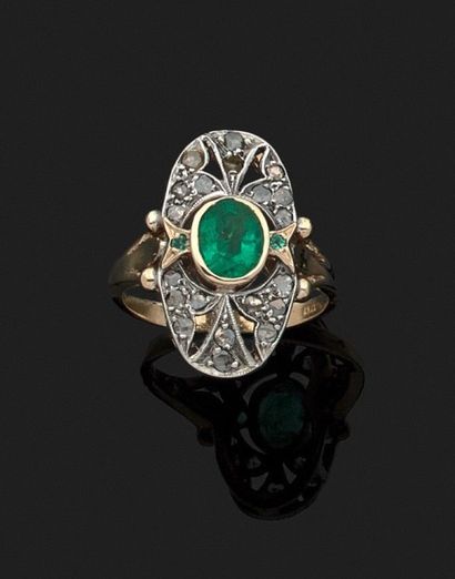 BAGUE en or jaune 14k (585 millièmes) et...