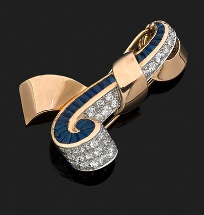 BROCHE CLIP en or jaune 18k (750 millièmes)...