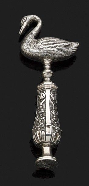 RARE TIRE-BOUCHON formant cachet en argent,...