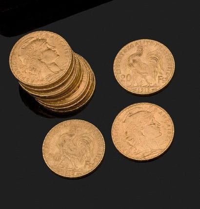 France
DOUZE PIÈCES D'OR 20 FRANCS (une de...