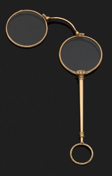 LUNETTES À MAIN en or jaune 18k (750 millièmes)...